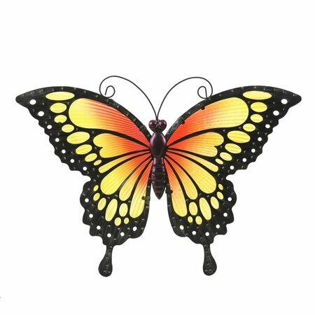 CONFIGURACION Butterfly Metal & Glass Outdoor Wall Decor, Orange & Yellow CO3265011